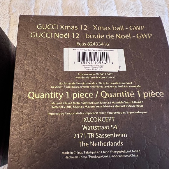 GUCCI BEAUTY LIMITED EDITION CHRISTMAS GLASS BALL ORNAMENT 2013 - Picture 5 of 7